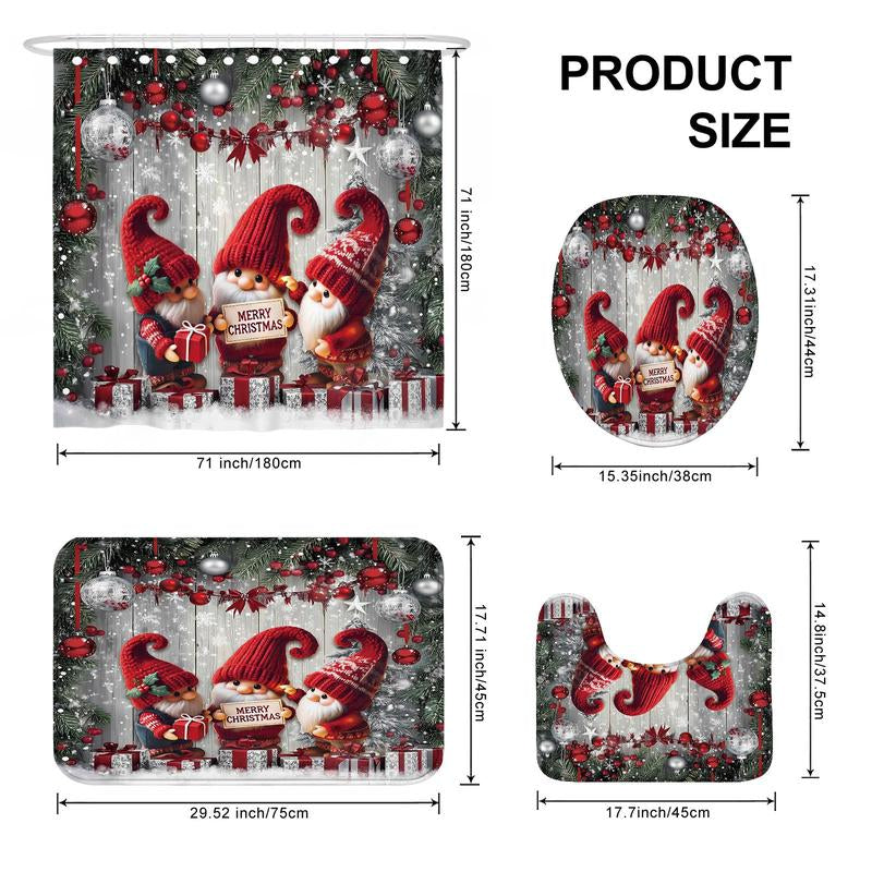 Christmas Themed Shower Curtain Set