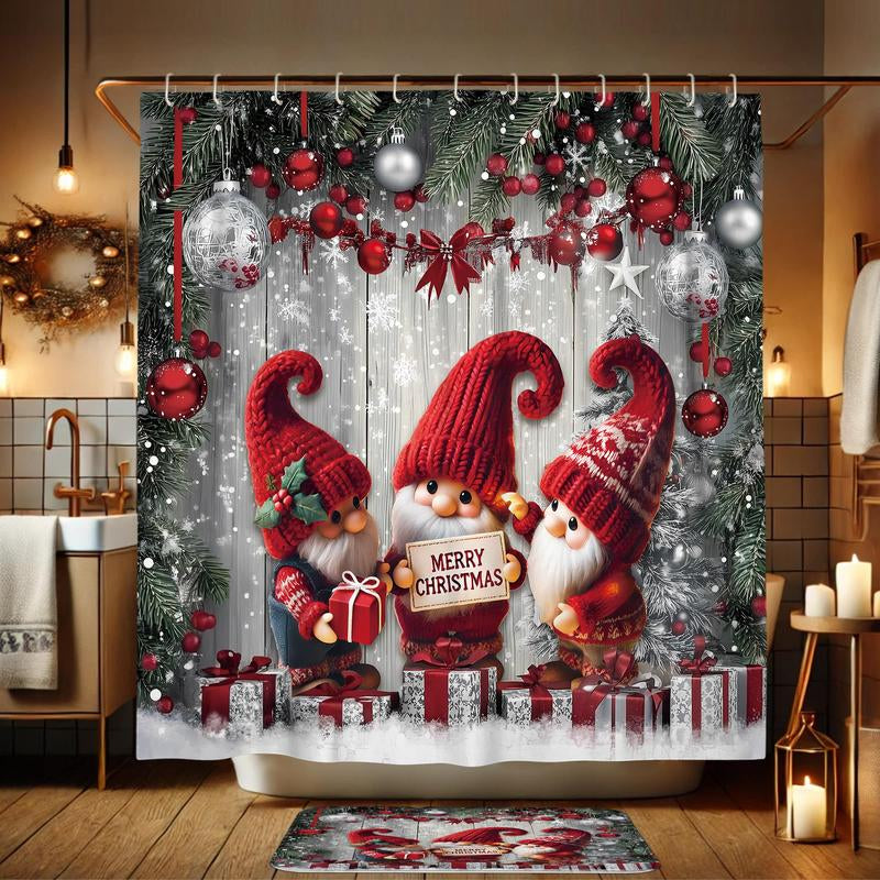 Christmas Themed Shower Curtain Set