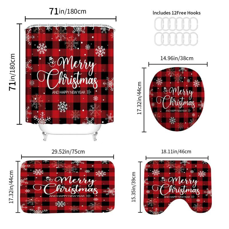 Christmas Plaid Pattern Shower Curtain