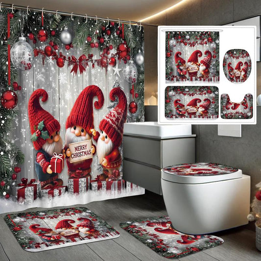 Christmas Themed Shower Curtain Set