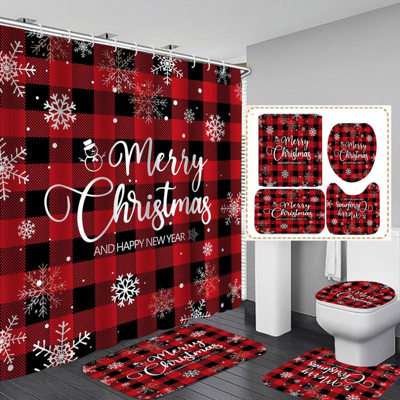 Christmas Plaid Pattern Shower Curtain